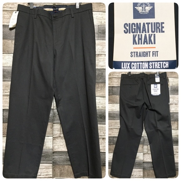 Dockers Signature Khaki Straight Fit Pants Men’s 38x30 Gray Lux Cotton Stretch - Picture 1 of 9